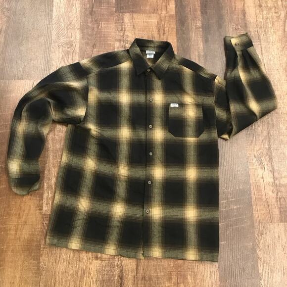 Men's Brown/Khaki Plaid Casual Button Down Shirt - Picture 2 of 6